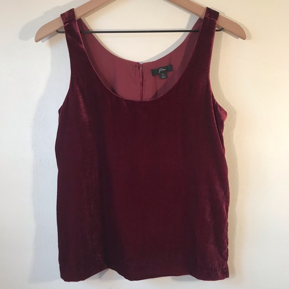 J. Crew Velvet Tank Top, Maroon/Burgundy, Size 0 - Picture 2 of 8